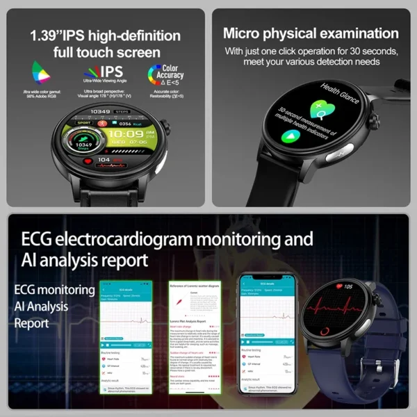 2025 New AI Diagnostic Smart Watch Women Physical Health ECG+PPG Heart Rate Blood Pressure Temperature Bluetooth Call SmartWatch - Image 3
