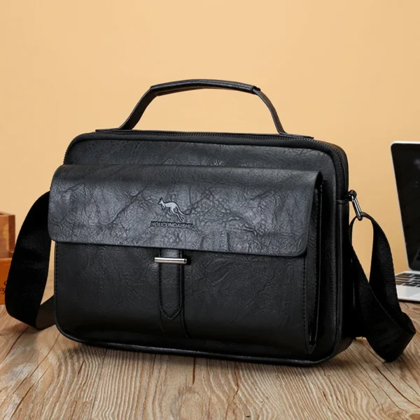 Luxury Brand Men's designer bag Vintage Shoulder Bag PU Leather Messenger Bag Fashion Crossbody Bag Male Handbag For IPAD - Image 2