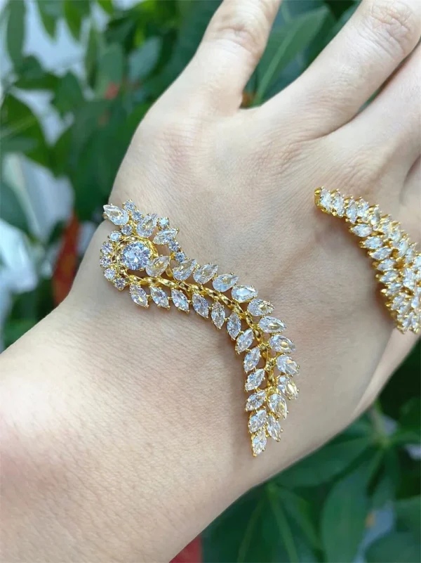5A+ Cubic Zironia Crystal Hand Palm Open Bracelet for Women Eyes Design Same Clip Ear Jewelry Adjustable Bangle Wholesale - Image 4