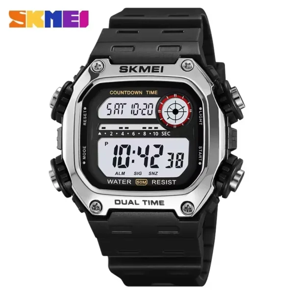 SKMEI 2126 Digital Countdown Sports Watch for Men LED Display Waterproof Stopwatch Mens Wristwatches Alarm Clock Montre Homme - Image 3
