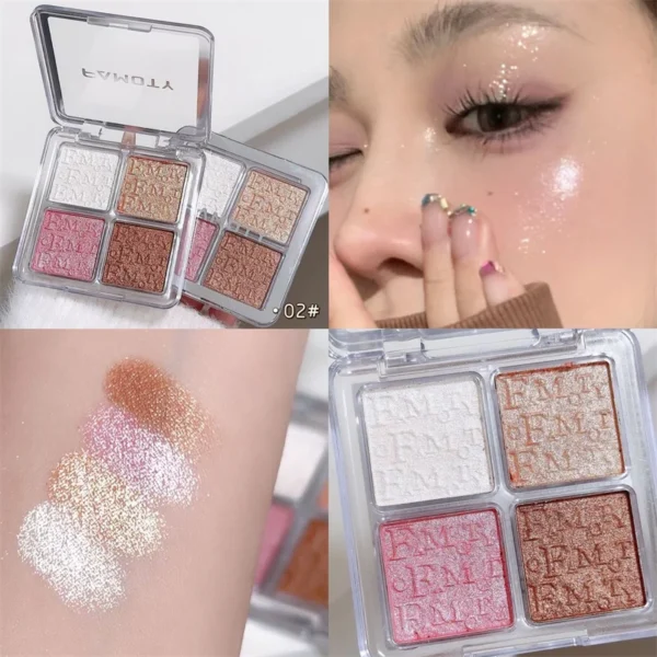 4 Colors Diamond Highlighter Powder Palette Glitter Face Contour Brighten Makeup Shimmer Ultra-concentrated Illuminate Cosmetic - Image 6
