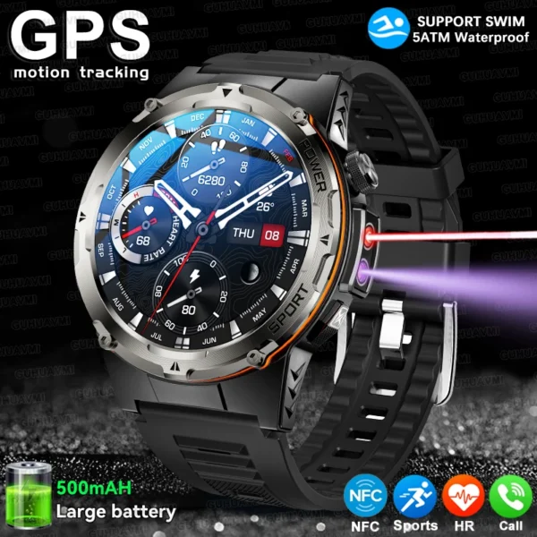 NEW For XIAOMI Outdoor Sports Smart Watch Men GPS Trackr Health Monitor BT Call NFC UV infrared Laser 5ATM Waterproof Smartwatch