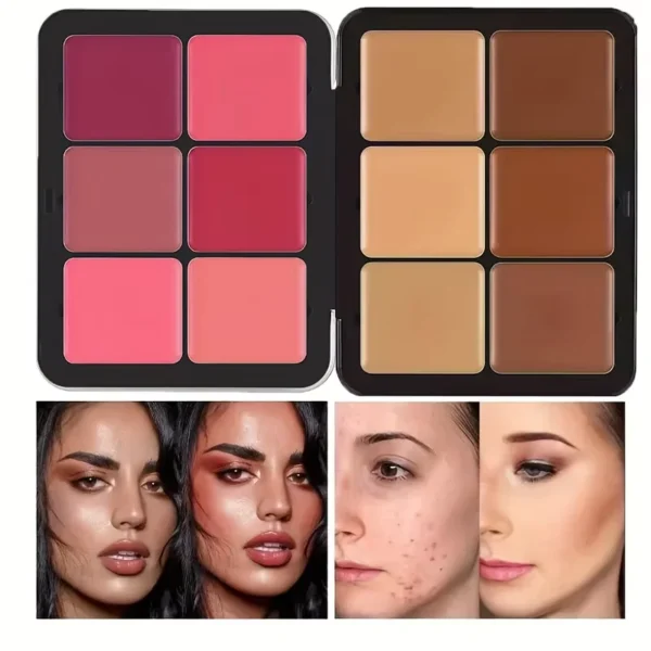 12-Color Iron Box Blusher Plate Multi-Color Cream Blush Plate Concealer Plate Contour and Highlighter Palette Makeup Blush Face - Image 6
