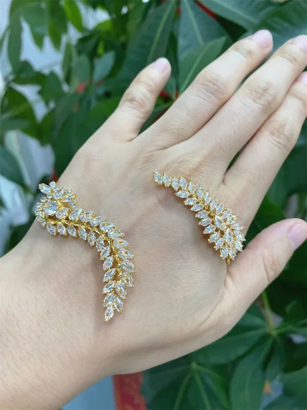 5A+ Cubic Zironia Crystal Hand Palm Open Bracelet for Women Eyes Design Same Clip Ear Jewelry Adjustable Bangle Wholesale - Image 3