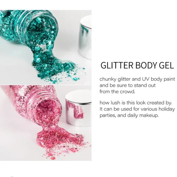 2022Art Gel Body Sequins Glitter Decoration Mermaid Scale Face Party Stage Makeup Polarized Bright Eye Shadow - Image 6