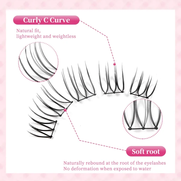 MAGEFY Transparent Plastic Individual Eyelashes Naturally Slim Crossed Lashes Cat Eye Lashes Cute Portable Suitable for Beginner - Image 3