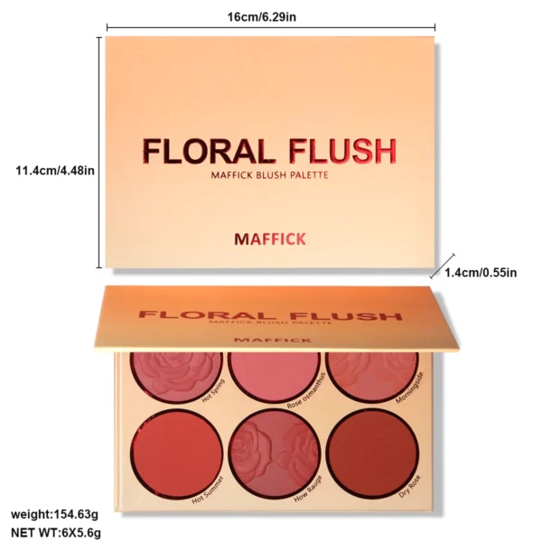 6 Colors Powder blush Orange Warm Autumn and Winter Rose petals Blush plate Makeup - Image 2