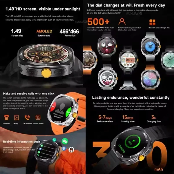 Smart Watch 7 Ultra 32GB memory video NFC 1.5Inch HD AMOLED Screen Smart watch Men Sport Fitness Tracker Smartwatch Women 2024 - Image 5