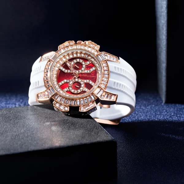 MISSFOX New Red Quartz Watch For Men Luxury Hip Hop Streetwear Clock Waterproof Diamond Watches AAA Quartz Men's Wristwatches - Image 3