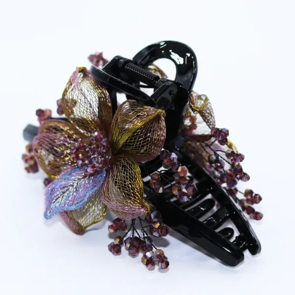 Woven Copper Wire Flower Bride Hairpin Hair Accessories for Women Retro Luxury Zircon Shark Clip Headwear Mom Jewelry Tiaras - Image 6