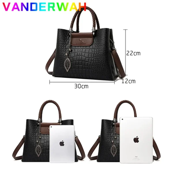 Genuine Brand Leather 3 Layers Alligator Crossbody Bag for Women Female Shoulder Messenger Sac Luxury Designer Ladies Handbags - Image 4