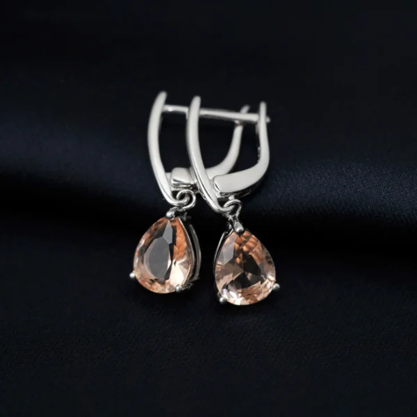 Potiy 2ct 5A Pear Shape Cubic Zirconia Morganite Pink Solitaire Dangle Drop Earrings Gift For Her 925 Sterling Silver - Image 3