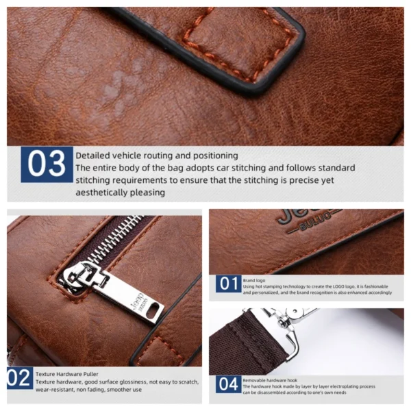 JEEP BULUO Brand Small Men Bags High Quality Leather Shoulder Crossbody Totes Clutch Handbags Business Brown Black Fashion New - Image 5