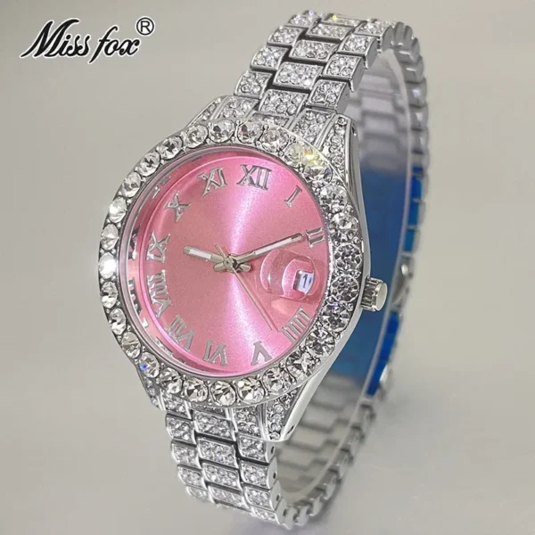 MISSFOX Pink Women Watches Luxury Small Face Elegant Quartz Watch For Ladies Icy Look Party Jewelry Mini Babe So Cute Arm Clock - Image 3