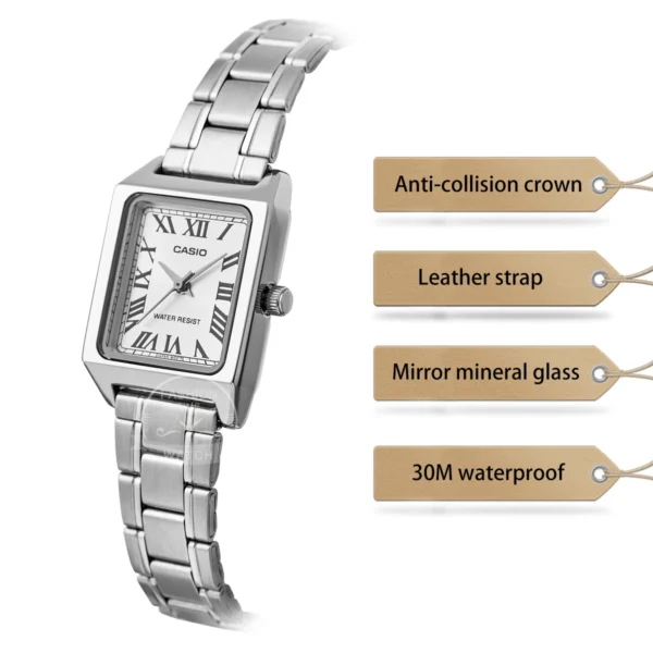 Casio watch for women top brand luxury set 30m Waterproof Quartz ladies watch Tonneau shape Stainless Ste reloj mujer LTP-V007D- - Image 2