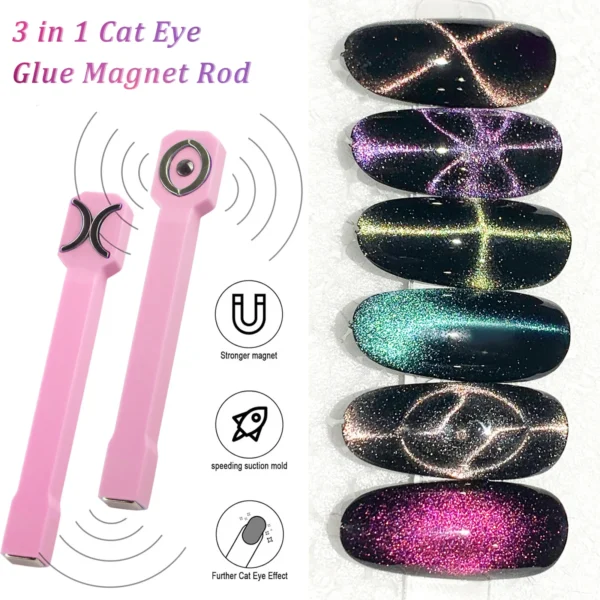 3 in 1 Nail Magnet Tool Strong Cat Eye Magnet for Nails Gel Polish,3 in 1 Cateye Magnetic Tool for Nail Art - Image 2