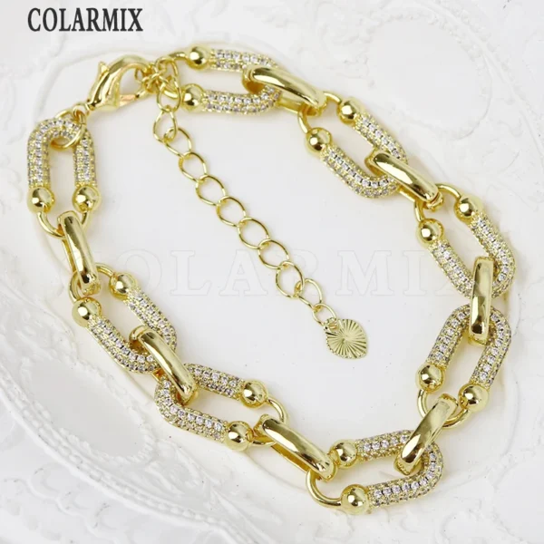 Classic Zircon U Shape Bracelet 18K Gold Plated Gold Chains Fashion Jewelry Style 40435 - Image 2