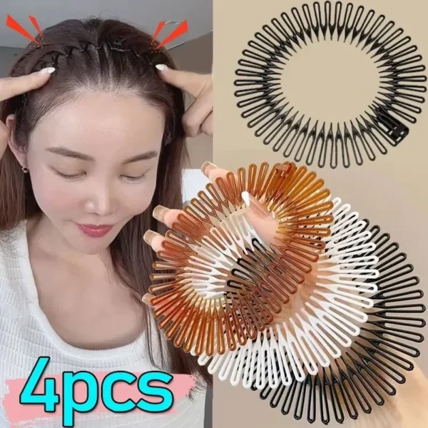 Plastic Full Circle Headbands Hair Hoop Band Clips Hairband Stretch Flexible Comb Teeth Face Wash Fixed Fashion Hair Accessories - Image 3