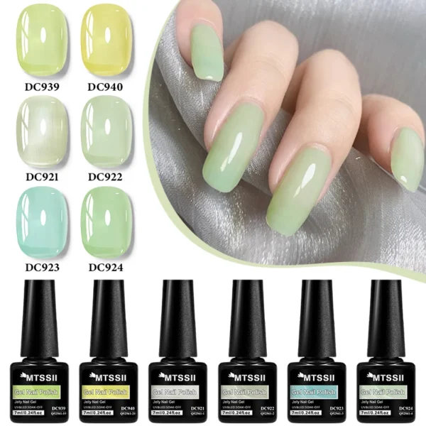 MTSSII 20/6 Pcs Mambo Jelly Gel Nail Polish Set Mint Grass Green Transparent Nail Art Gel Nail Supplies Nails Gel Varnish Kit - Image 3