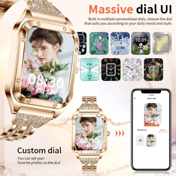 1.57Inch Top Luxury Smart Watch Women Bluetooth Call Blood Pressure Heart rate Sleep Health Monitor Smartwatch For Ladies Gift - Image 3