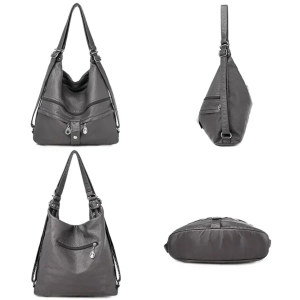 3-in-1 Soft Leather Multifunction Backpack for Teenage Girls Fashion Female Large Capacity School Bag Women Shoulder Bag mochila - Image 5