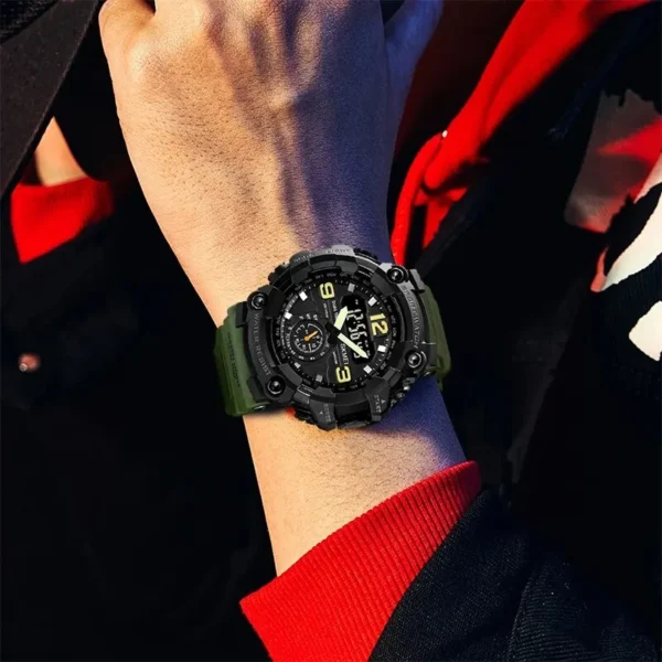3 Time Sport Wristwatch Multifunctional Chrono Digital Watches Mens Dual Movement Waterproof Electronic Clock Reloj Hombre - Image 3