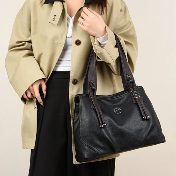 High Quality Soft Leather Handbags for Women Vintage Shoulder Tote Bag Luxury Designer Ladies Large Capacity Top-Handle Bags Sac - Image 2