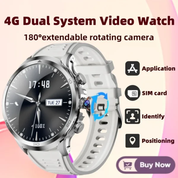4G full network smartwatch H19 Android OS 900W rotating camera GPS WIFI Google Play Store Application Download smartwatch men