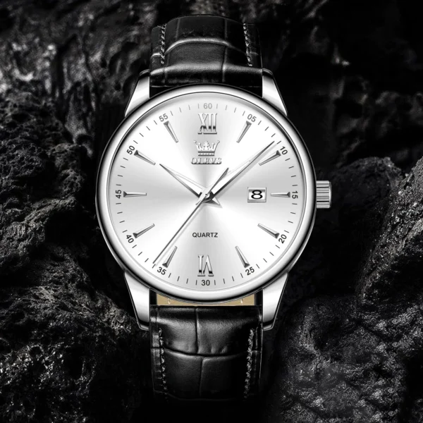 OLEVS High Quality Luxury Quartz Men Watch Original Leather Strap Waterproof Fashion Watches for Men Classic Men's Wrist Watches - Image 5
