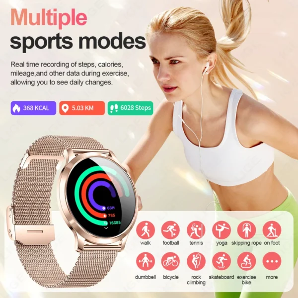 LIGE 2025 New Smart Watch For Women AMOLED Screen Watches IP68 Waterproof Heart Rate Monitor Ladies Smartwatch For Huawei Xiaomi - Image 6