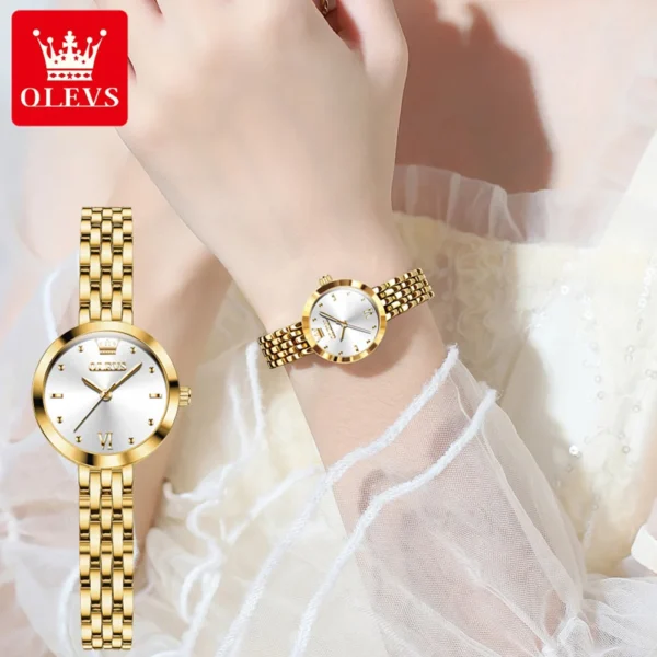 OLEVS Luxury Top Brand Women's Watches Elegant Fashion Gold Watch for Women Original Simple Quartz Waterproof Wristwatch Ladies - Image 4