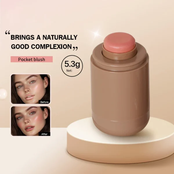 3-in-1Blush Stick Lasting Brightens Facial Cheek Stick Moisturizing Flash Lip Gloss Makeup Lip Gloss Face Rouge - Image 6