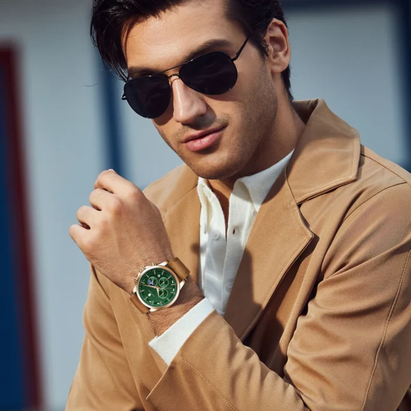 SAPPHERO Men's Business Watches Leather Strap Sports Casual Quartz Men's Watch Classic Waterproof Timepiece 5ATM Wrist Watch - Image 6