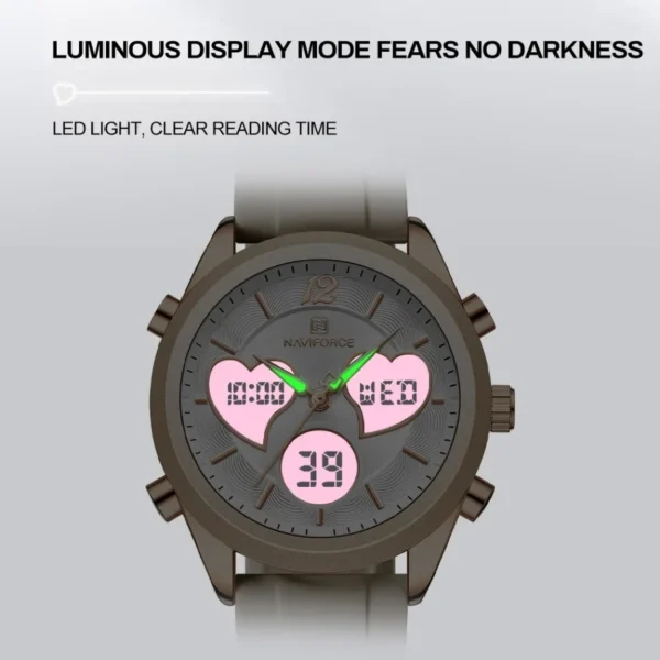 NAVIFORCE NF5045T Waterproof Elegant Ladies's Dual Display Time Women's Fashion Simple Silicone Strap Watches - Image 5