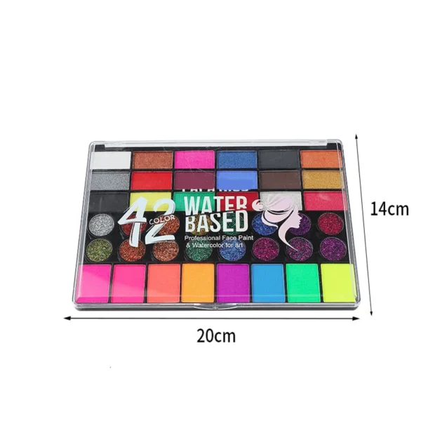 42 Colors Water Soluble Face Body Painting Set UV Neon Glitter Face Paint Art Halloween Christmas Party Body Paint Makeup Kit - Image 5