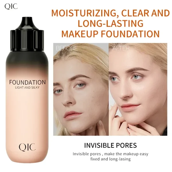 Matte Liquid Foundation Cream - Full Coverage Moisturizing Face Concealer Dark Circle Corrector Long-Lasting Eye Makeup Primer - Image 3