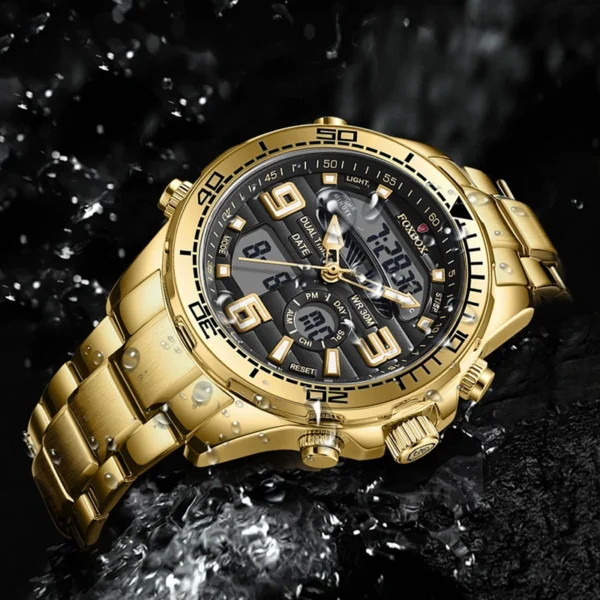 LIGE Top Luxury Watches Men FOXBOX LED Big Dial Military Mens Watch Stainless Steel Waterproof Quartz Wristwatches Reloj Hombre - Image 3