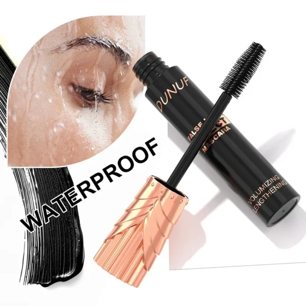 DUNUF 24H Waterproof Mascara Black Silk Fiber Lengthening Eyelash Extension Effect For Voluminous Female Makeup - Image 2