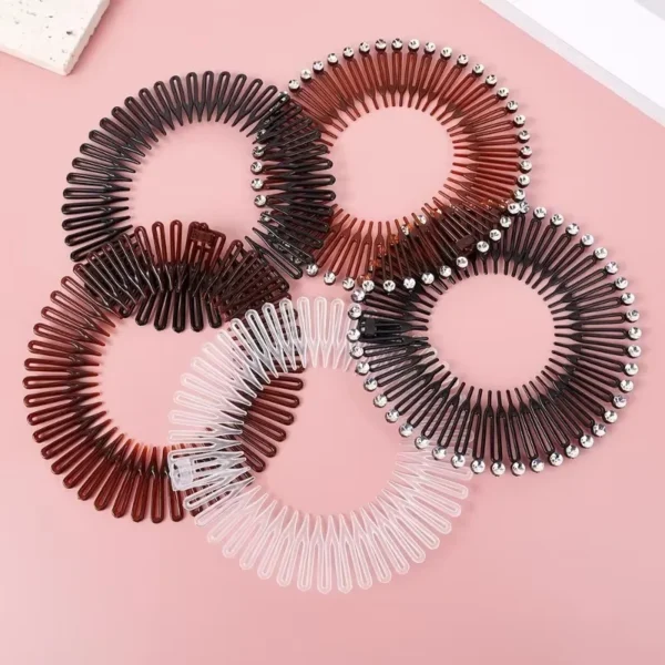 Plastic Full Circle Headbands Hair Hoop Band Clips Hairband Stretch Flexible Comb Teeth Face Wash Fixed Fashion Hair Accessories - Image 5