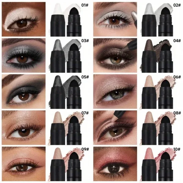 Metallic Glitter Eyeshadow Stick Matte Waterproof Shimmer Lying Silkworm Long Lasting High Gloss Pearlescent Eyeshadow Pen - Image 4