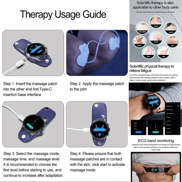 2025 New Micro Physical Examination Blood Lipids Uric Acid Blood oxygen Smart Watch Men ECG+PPG Clock Bluetooth call Smart watch - Image 4