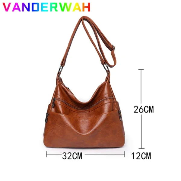 Luxury Pu Leather Messenger Bag Vintage Women Hand Bag Large Capacity Casual Hobo Handbag Purse Female Crossbody Shoulder Bags - Image 3