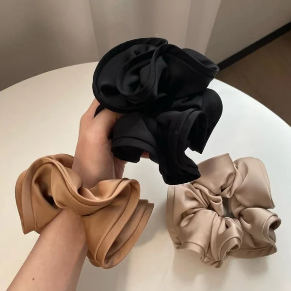 5Pcs/20Pcs French Style Ruffled Silky Scrunchies Oversized Large Hair Scrunchie Girls Satin Elastic Hair Bands Hair Accessories - Image 3