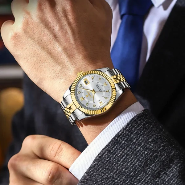POEDAGAR Classic Luxury Men's Quartz Watches Stainless Steel Date Man Watch Waterproof Luminous Fashion Business Male Wristwatch - Image 6
