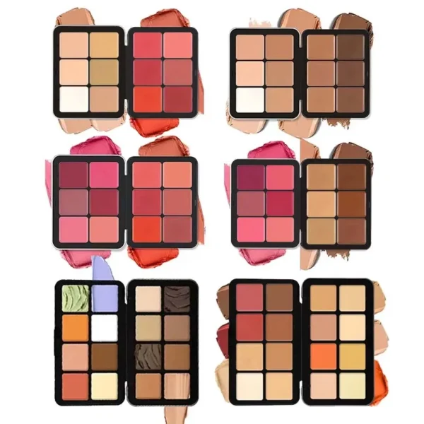 12-Color Iron Box Blusher Plate Multi-Color Cream Blush Plate Concealer Plate Contour and Highlighter Palette Makeup Blush Face - Image 2