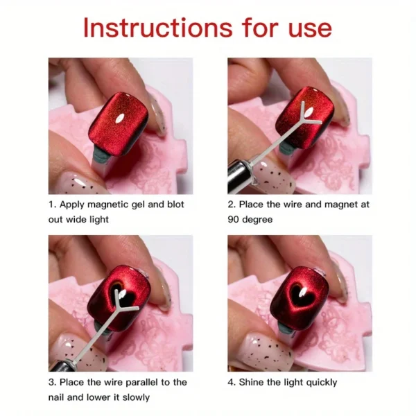 Cat Eye Nail Magnet Set Nail Art Cat Eye 3D Heart Shaped Magnet for Creating Heart Shapes on Nails Nail Art Accessories Tools - Image 5