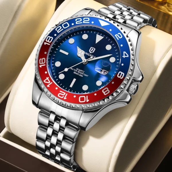 QINGXIYA Classic Mens Watch Ghost Series Stainless Steel Waterproof Calendar Clock Business Luxury Quartz Watch Reloj Hombre - Image 6