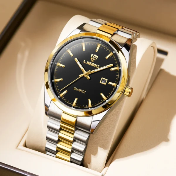 Fashion Luxury Stainless Steel Quartz Wristwatch Classic Business Date Waterproof Luminous Stainless Steel Men Quartz Wristwatch