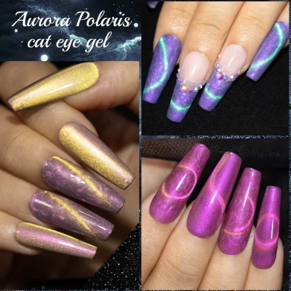 PUENTE 6Pcs Aurora Shell Thread Cat Magnetic Gel Polish Set With Magnet Glitter Pearl Cat Eye Gel Soak Off Nail Art Varnish Kit - Image 5