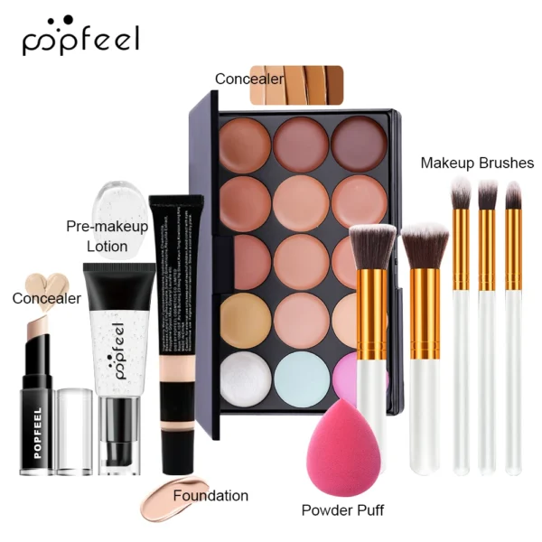 POPFEEL All-in-One Makeup Kit Gift Set With concealer，makeup-Lotion，foundation，powder prff，makeup brushes，Makeup novice - Image 4
